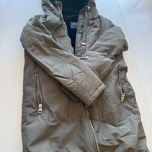 Zara Olive Green trench Jacket with soft fur lining